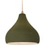 1_Radiance 11.5"W Droplet Brass Beige Cord Pendant w/ Matte Green Shade