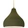 Radiance 11.5"W Droplet Brass Beige Cord Pendant w/ Matte Green Shade