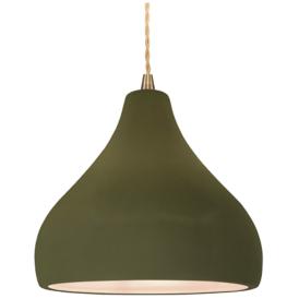 Radiance 11.5"W Droplet Brass Beige Cord Pendant w/ Matte Green Shade Radiance 11.5"W Droplet Brass Beige Cord Pendant w/ Matte Green Shade