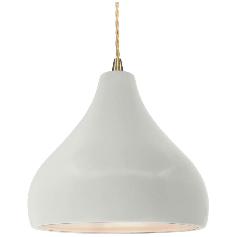 Image 1 Radiance 11.5"W Droplet Brass Beige Cord Pendant w/ Matte White Shade