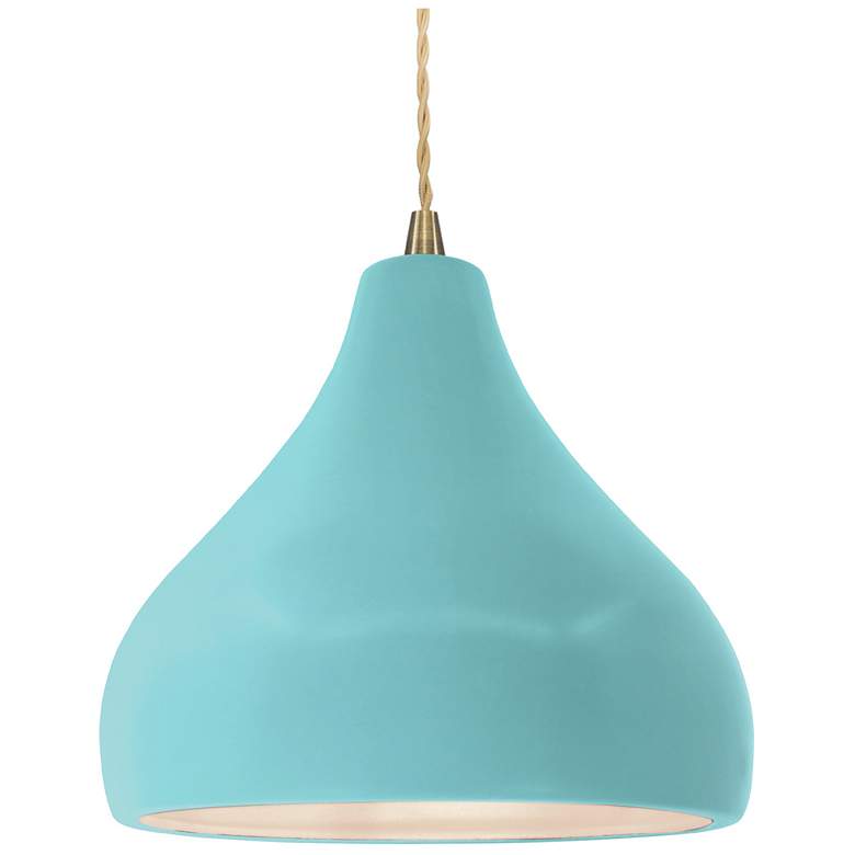 Image 1 Radiance 11.5"W Droplet Brass Beige Cord Pendant w/ Reflecting Pool Sh