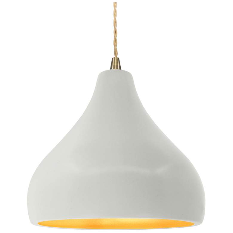 Image 1 Radiance 11.5"W Droplet Brass Beige Cord Pendant w/ White And Gold Sha