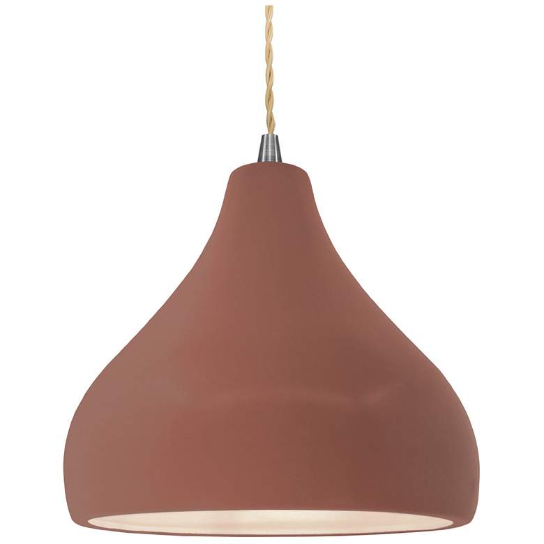 Image 1 Radiance 11.5"W Droplet Nickel Beige Cord Pendant w/ Canyon Clay Shade
