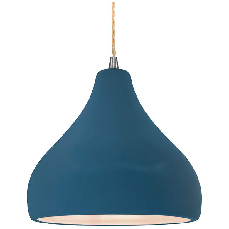 Image 1 Radiance 11.5"W Droplet Nickel Beige Cord Pendant w/ Midnight Sky Shad