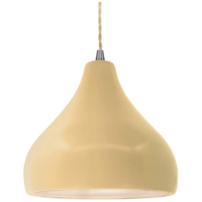 Image 1 Radiance 11.5"W Droplet Nickel Beige Cord Pendant w/ Muted Yellow Shad