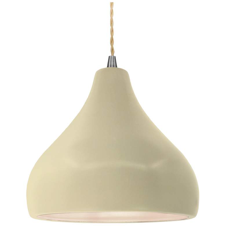 Image 1 Radiance 11.5"W Droplet Nickel Beige Cord Pendant w/ Vanilla Gloss Sha