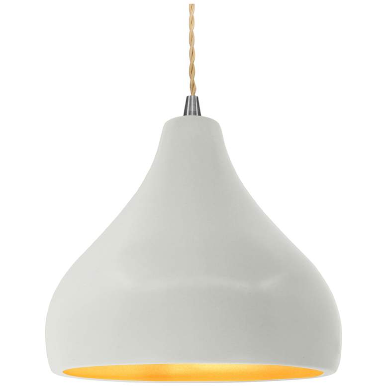 Image 1 Radiance 11.5"W Droplet Nickel Beige Cord Pendant w/ White And Gold Sh