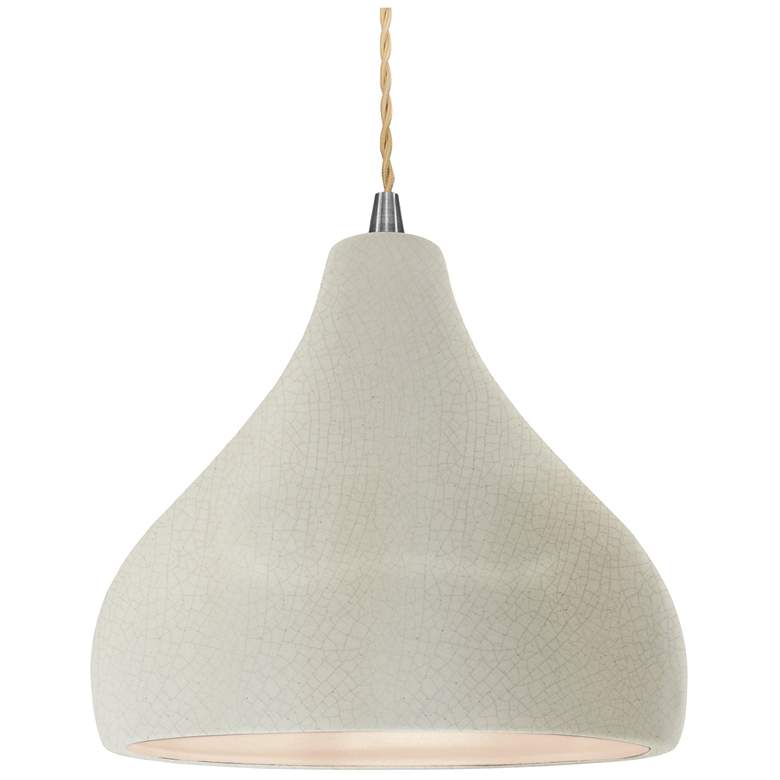 Image 1 Radiance 11.5"W Droplet Nickel Beige Cord Pendant w/ White Crackle Sha