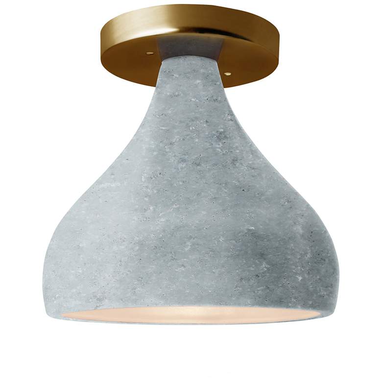 Image 1 Radiance 11.5"W Droplet Polished Brass LED Semi.Flush w/ Concrete Shad