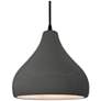1_Radiance 11.5"W Gloss Grey Frame Matte Black Droplet Black Cord Pendan