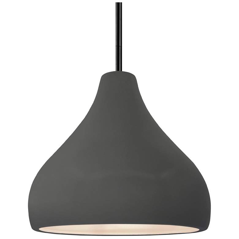 Image 1 Radiance 11.5"W Grey Frame Matte Black Droplet Rigid Stem Kit LED Pend