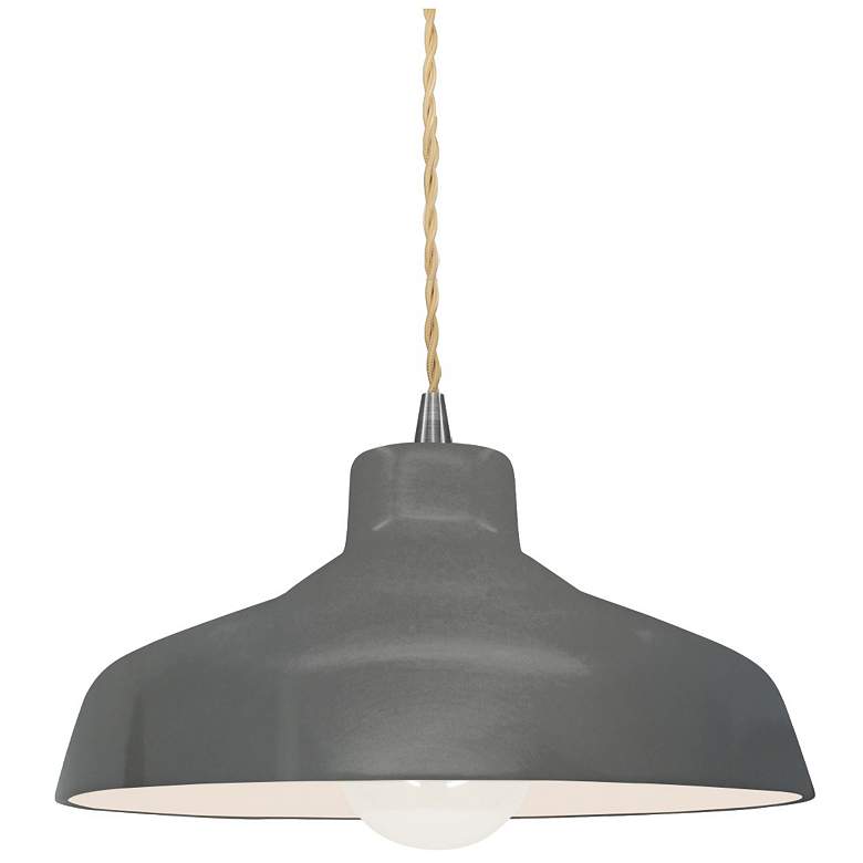 Image 1 Radiance 11.5"W Grey Frame Nickel Small Loft Beige Twisted LED Pendant