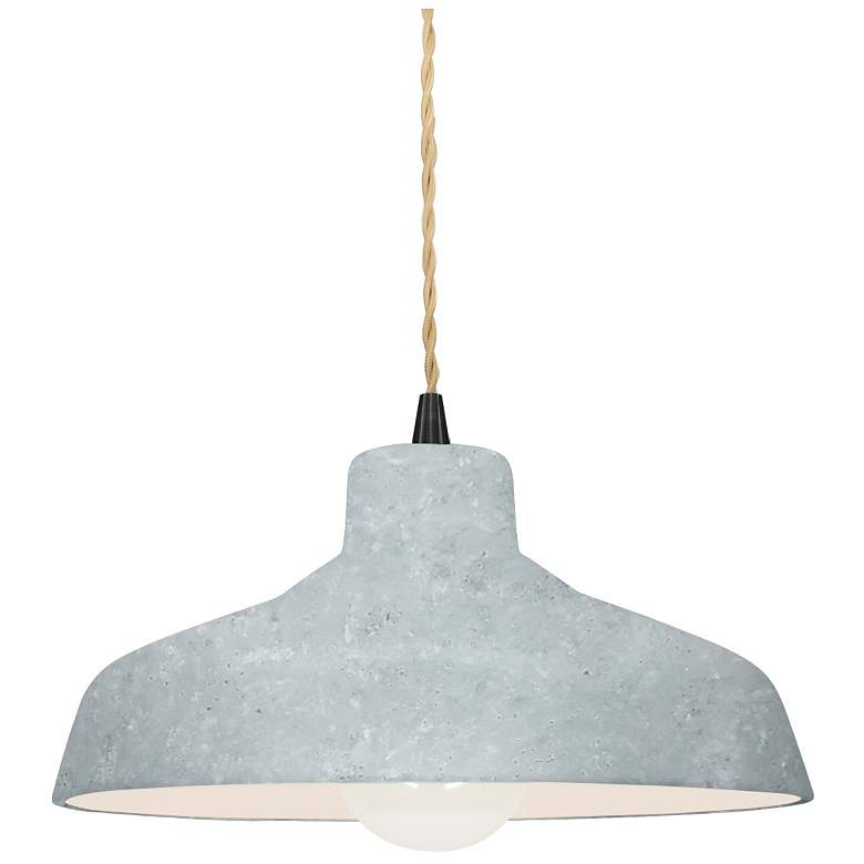 Image 1 Radiance 11.5"W Loft Matte Black Beige Twisted Pendant w/ Concrete Sha