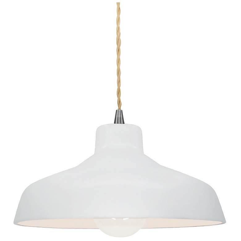 Image 1 Radiance 11.5"W Loft Nickel Beige Cord Pendant w/ White Shade