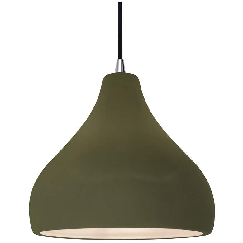 Image 1 Radiance 11.5"W Matte Green Frame Nickel Droplet Black Cord LED Pendan