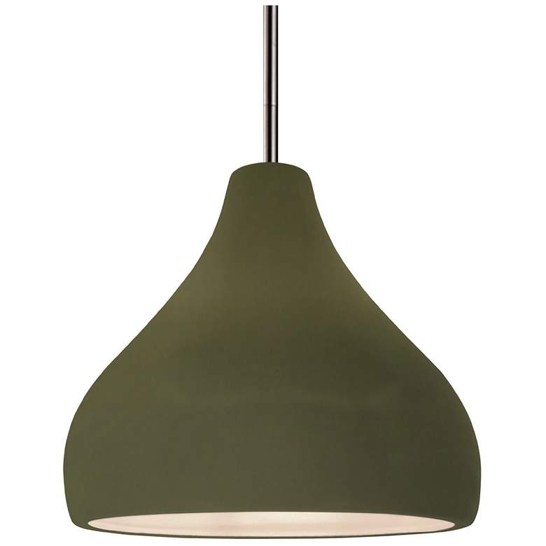 Image 1 Radiance 11.5"W Matte Green Frame Nickel Droplet Rigid Stem Kit LED Pe