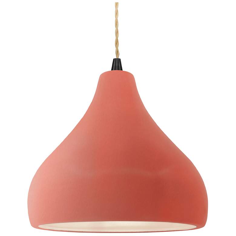 Image 1 Radiance 11.5"W Medium Droplet Black Beige Cord Pendant w/ Blush Shade