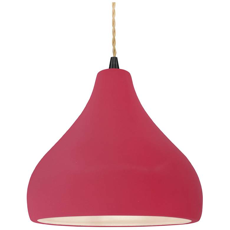 Image 1 Radiance 11.5"W Medium Droplet Black Beige Cord Pendant w/ Cerise Shad