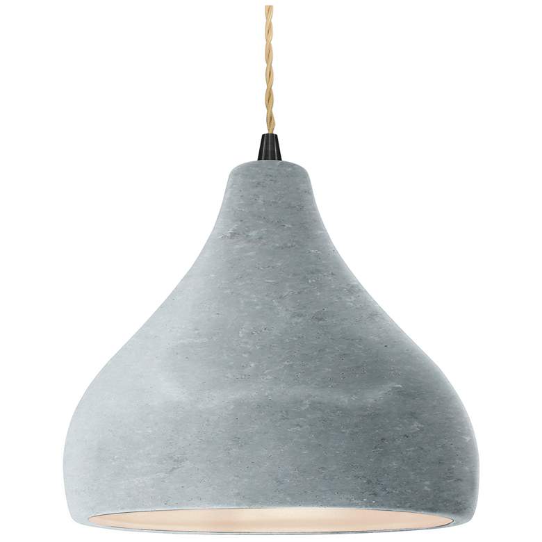 Image 1 Radiance 11.5"W Medium Droplet Black Beige Cord Pendant w/ Concrete Sh