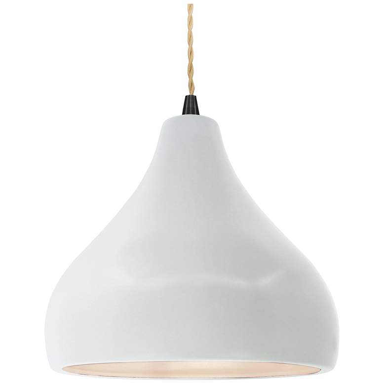 Image 1 Radiance 11.5"W Medium Droplet Black Beige Cord Pendant w/ White Shade