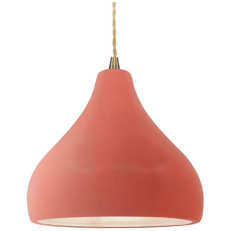 Image 1 Radiance 11.5"W Medium Droplet Brass Beige Cord Pendant w/ Blush Shade