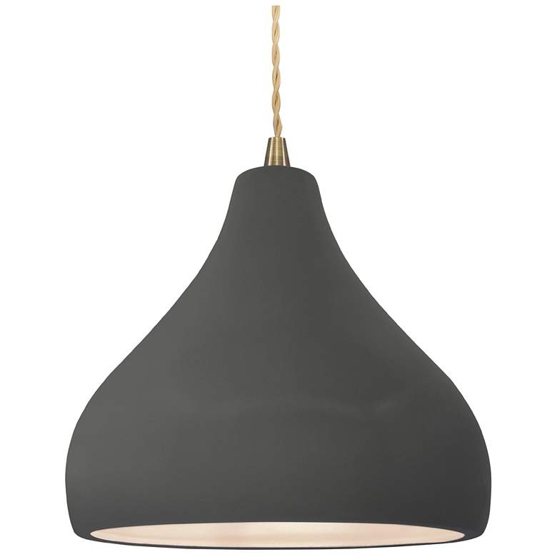 Image 1 Radiance 11.5"W Medium Droplet Brass Beige Cord Pendant w/ Gloss Grey