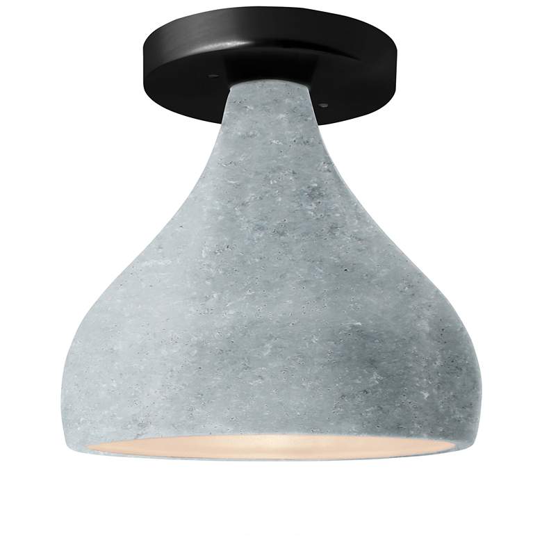 Image 1 Radiance 11.5"W Medium Droplet Matte Black LED Semi.Flush w/ Concrete
