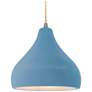 1_Radiance 11.5"W Medium Droplet Nickel Beige Cord Pendant w/ Sky Blue S