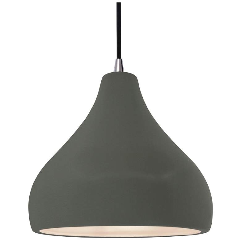 Image 1 Radiance 11.5"W Pewter Green Frame Nickel Droplet Black Cord LED Penda