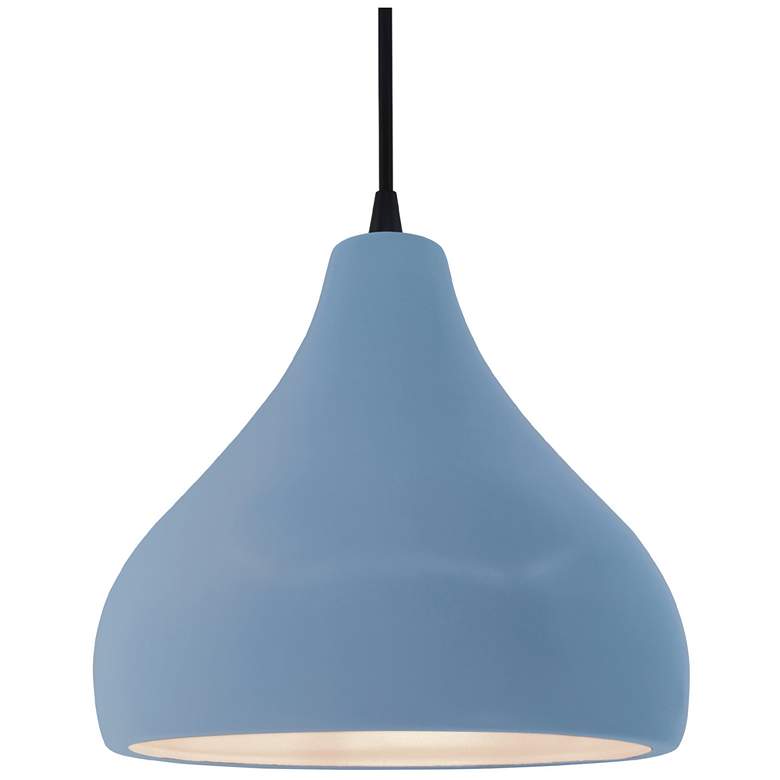 Image 1 Radiance 11.5"W Sky Blue Frame Matte Black Droplet Black Cord LED Pend