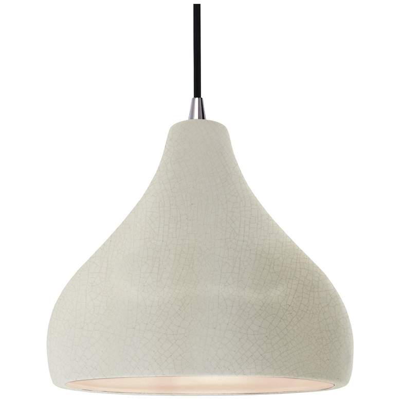 Image 1 Radiance 11.5"W White Crackle Frame Nickel Droplet Black Cord LED Pend