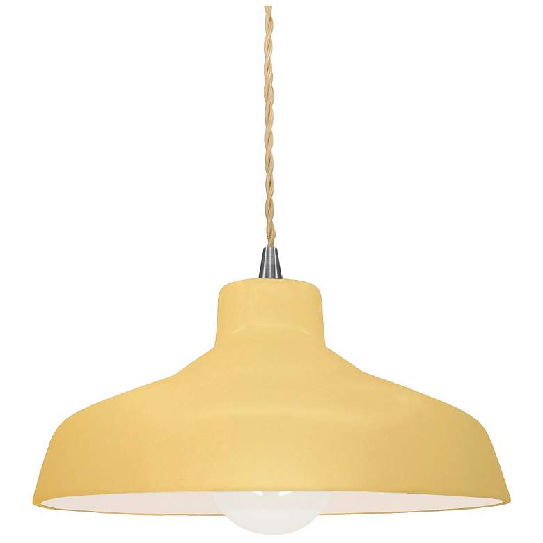 Image 1 Radiance 11.5"W Yellow Frame Nickel Small Loft Beige Twisted LED Penda