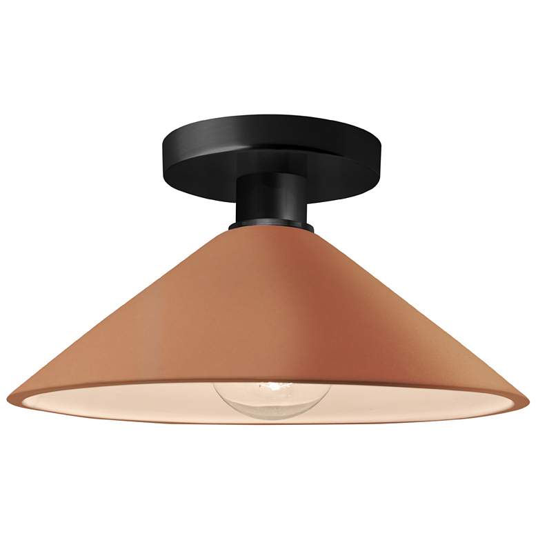 Image 1 Radiance 11.75"W Adobe Frame Matte Black Metal Flare LED Semi.Flush