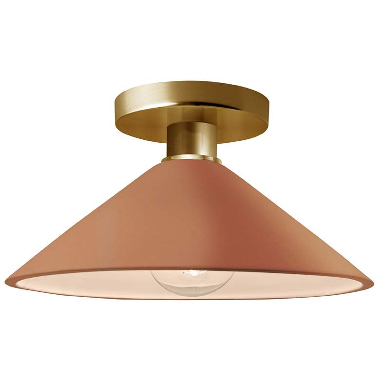 Image 1 Radiance 11.75"W Adobe Frame Polished Brass Metal Flare Semi.Flush