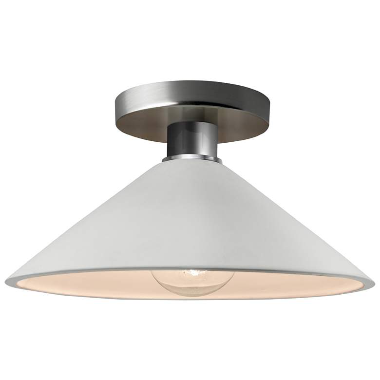 Image 1 Radiance 11.75"W Bisque Frame Brushed Nickel Metal Flare Semi.Flush
