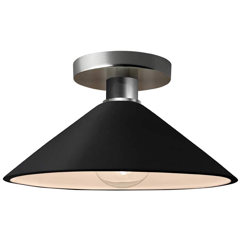 Image 1 Radiance 11.75"W Carbon Frame Brushed Nickel Metal Flare LED Semi.Flus