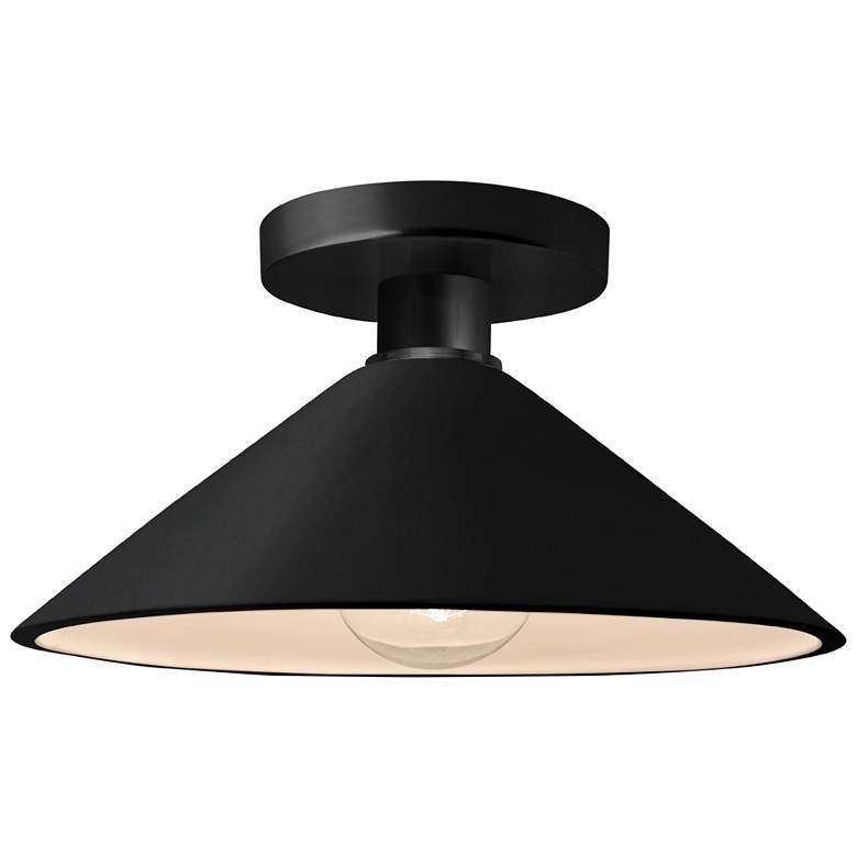 Image 1 Radiance 11.75"W Carbon Frame Matte Black Metal Flare LED Semi.Flush