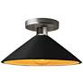 Radiance 11.75"W Carbon/Gold Frame Brushed Nickel Metal Flare Semi.Flu