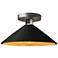 Radiance 11.75"W Carbon/Gold Frame Brushed Nickel Metal Flare Semi.Flu