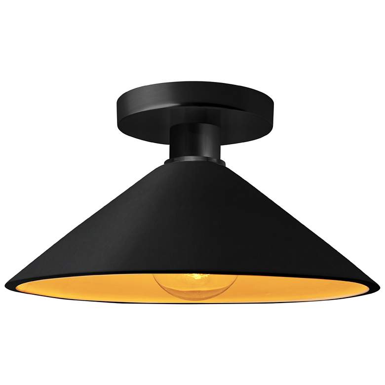 Image 1 Radiance 11.75"W Carbon/Gold Frame Matte Black Metal Flare LED Semi.Fl
