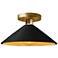 Radiance 11.75"W Carbon/Gold Frame Polished Brass Metal Flare Semi.Flu