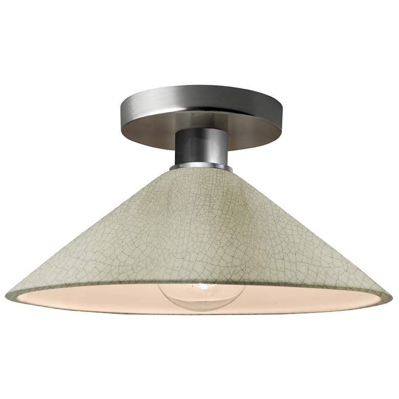Image 1 Radiance 11.75"W Celadon Frame Brushed Nickel Flare LED Semi.Flush