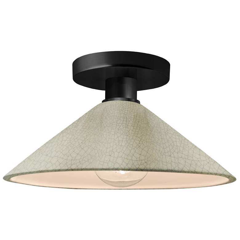 Image 1 Radiance 11.75"W Celadon Frame Matte Black Flare LED Semi.Flush