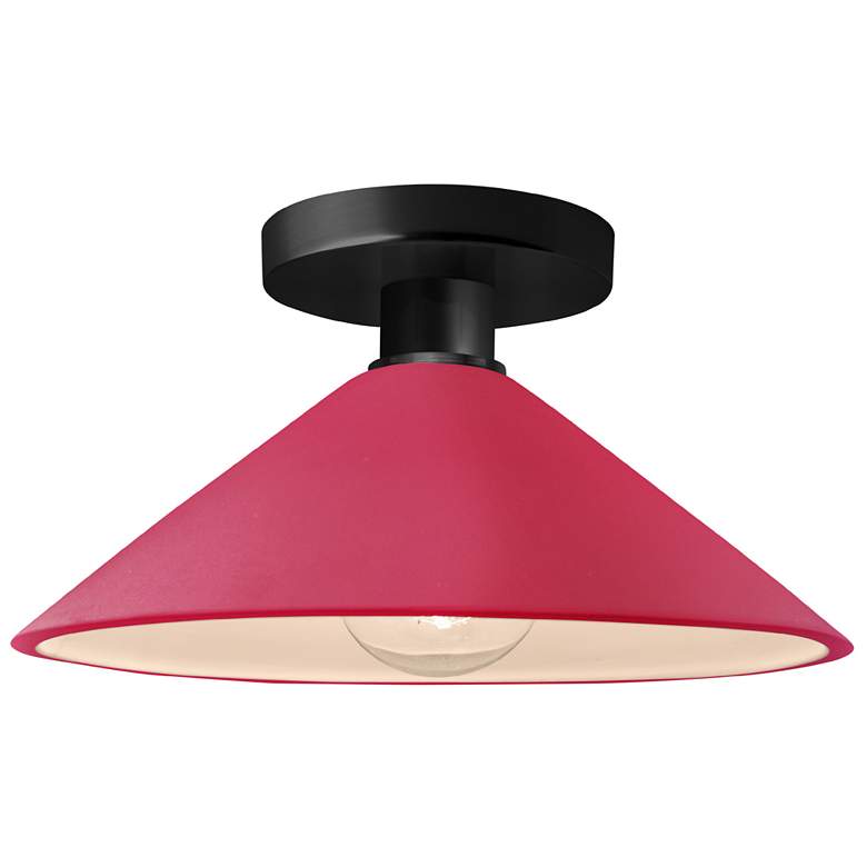Image 1 Radiance 11.75"W Cerise Frame Matte Black Metal Flare Semi.Flush