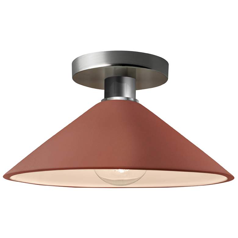 Image 1 Radiance 11.75"W Clay Frame Brushed Nickel Metal Flare LED Semi.Flush