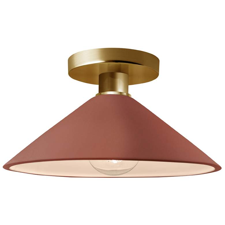 Image 1 Radiance 11.75"W Clay Frame Polished Brass Metal Flare LED Semi.Flush