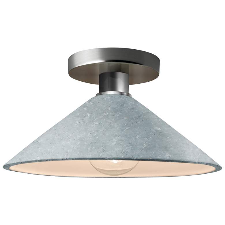 Image 1 Radiance 11.75"W Flare Brushed Nickel LED Semi.Flush w/ Concrete Shade