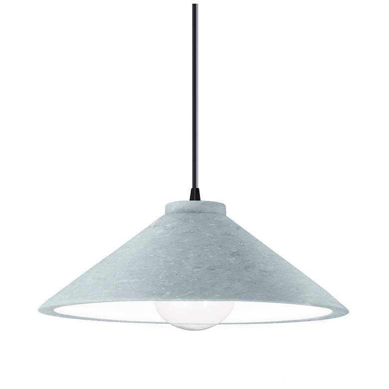 Image 1 Radiance 11.75"W Flare Matte Black Black Cord Pendant w/ Concrete Shad