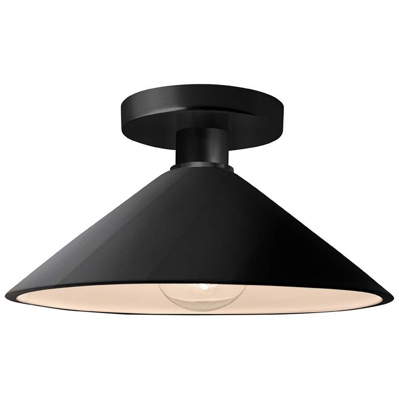 Image 1 Radiance 11.75"W Gloss Black Frame Matte Black Metal Flare LED Semi.Fl