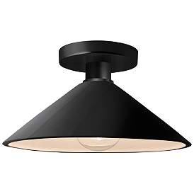 Image1 of Radiance 11.75"W Gloss Black Frame Matte Black Metal Flare Semi.Flush
